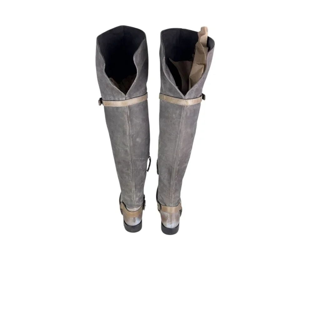 brunello cucinelli suede boots women over the knee size 37.5 7‎ Gray